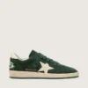 Ball Star pour femme en daim vert avec étoile en cuir blanc et languette au talon