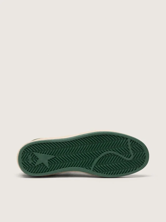 Ball Star pour femme en daim vert avec étoile en cuir blanc et languette au talon