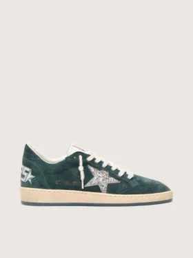 Ball Star pour femme en daim vert avec étoile pailletée argentée