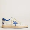 Ball Star pour femme en nappa blanc avec étoile et languette au talon en cuir métallisé bleu vif