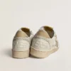 Ball Star pour femme en nappa blanc et maille, avec étoile en nubuck couleur tabac et languette de talon beige