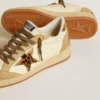 Ball Star pour femme en nappa et daim, avec étoile en cuir de poney et languette métallique au talon