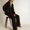 Ball Star pour femme en nappa noir avec étoile pailletée noire et languette de talon en daim