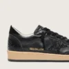 Ball Star pour femme en nappa noir avec étoile pailletée noire et languette de talon en daim