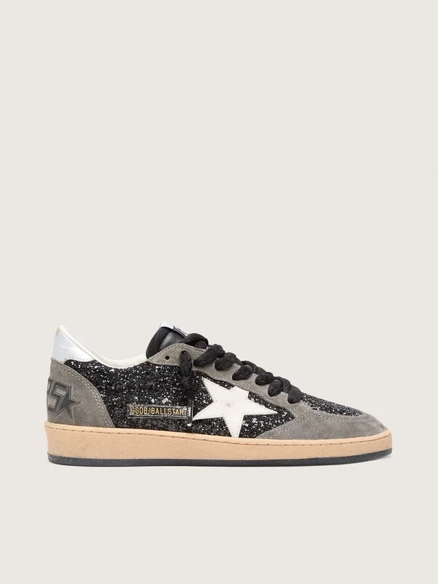 Ball Star pour femme à paillettes, avec étoile en cuir et languette de talon en cuir métallisé