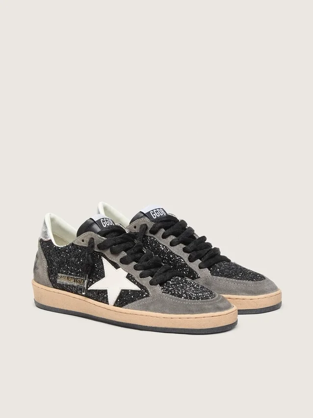 Ball Star pour femme à paillettes, avec étoile en cuir et languette de talon en cuir métallisé