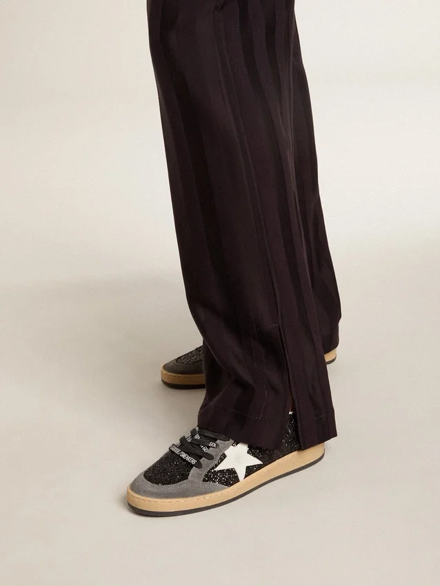 Ball Star pour femme à paillettes, avec étoile en cuir et languette de talon en cuir métallisé