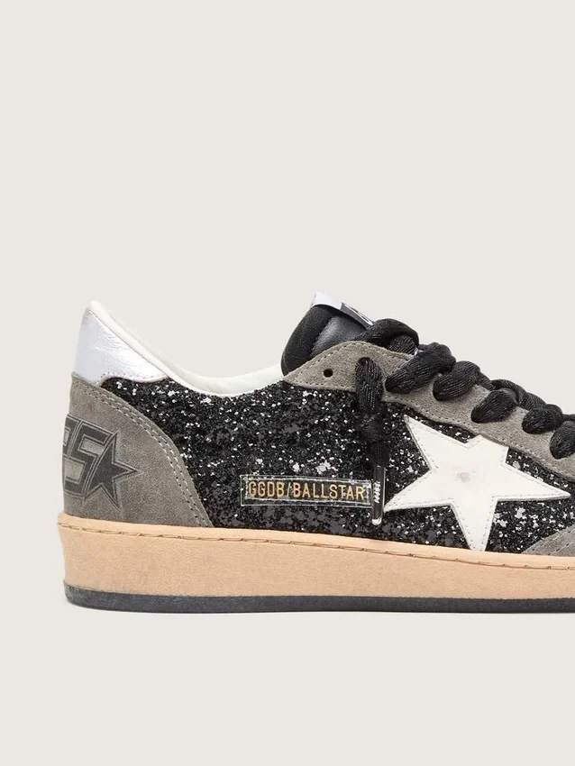 Ball Star pour femme à paillettes, avec étoile en cuir et languette de talon en cuir métallisé