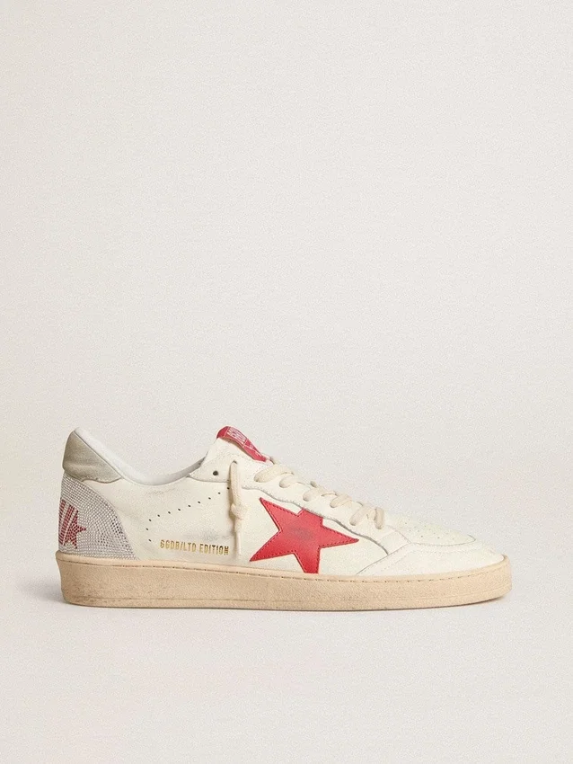 Ball Star pour femme pour la Saint-Valentin, avec étoile en cuir rouge et lettrage Swarovski rouge