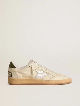 Ball Star pour homme avec étoile en cuir argenté et languette de talon en cuir vert