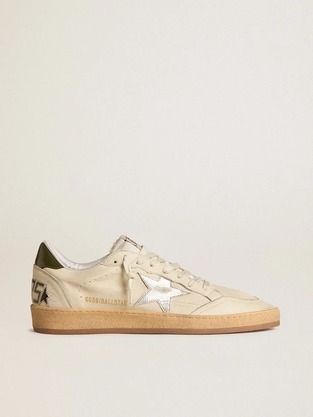 Ball Star pour homme avec étoile en cuir argenté et languette de talon en cuir vert