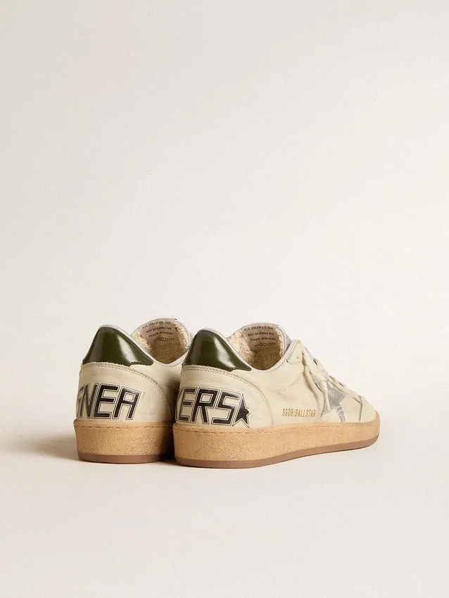 Ball Star pour homme avec étoile en cuir argenté et languette de talon en cuir vert
