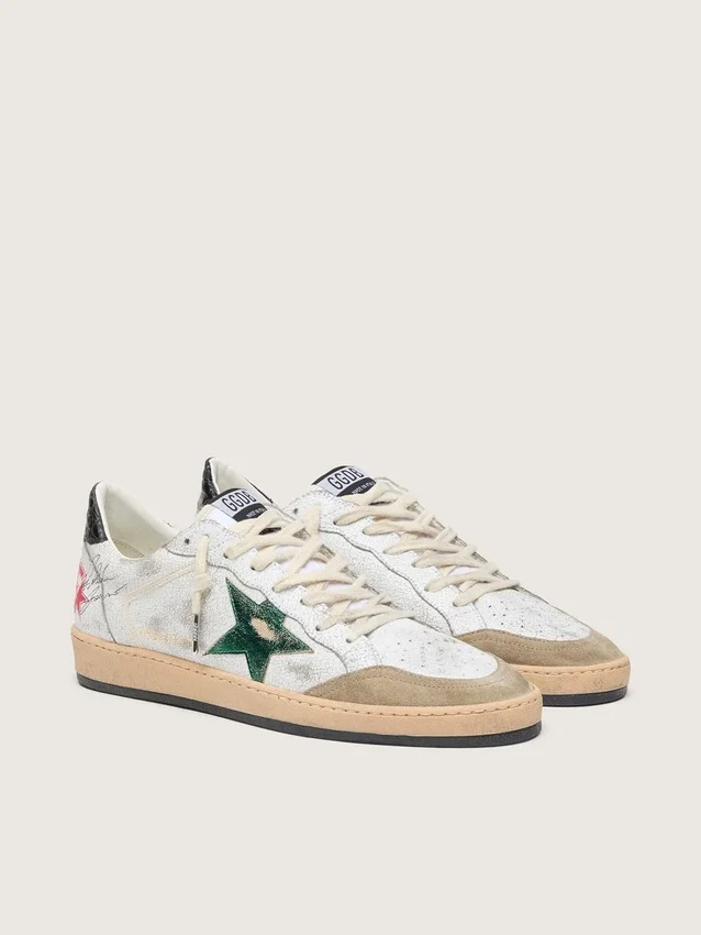 Ball Star pour homme avec étoile en cuir métallisé et languette de talon en cuir gris