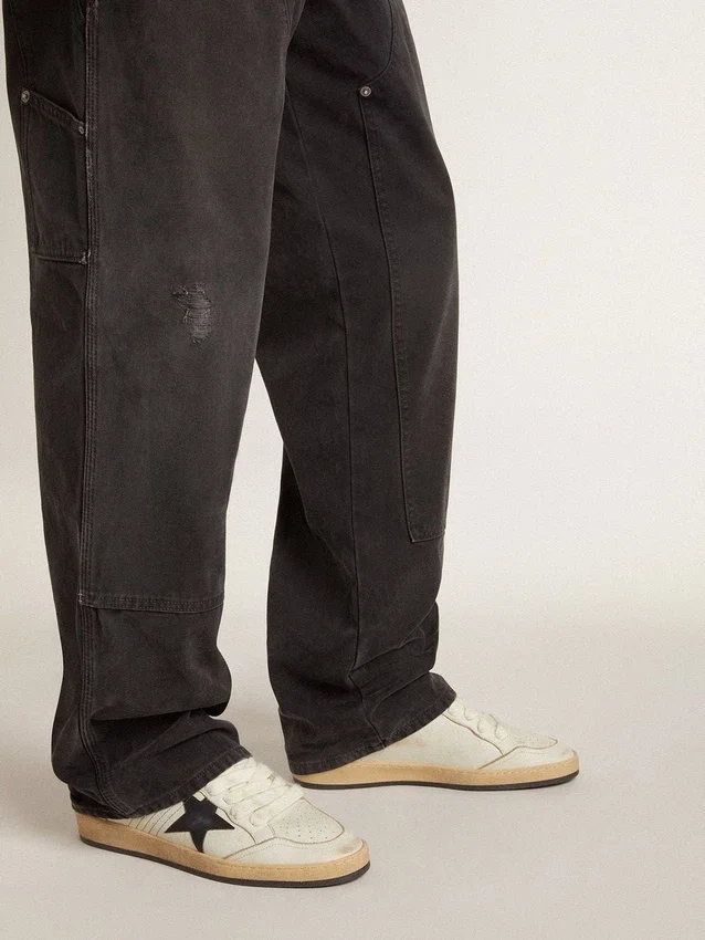 Ball Star pour homme avec étoile en cuir noir et languette de talon en cuir vert