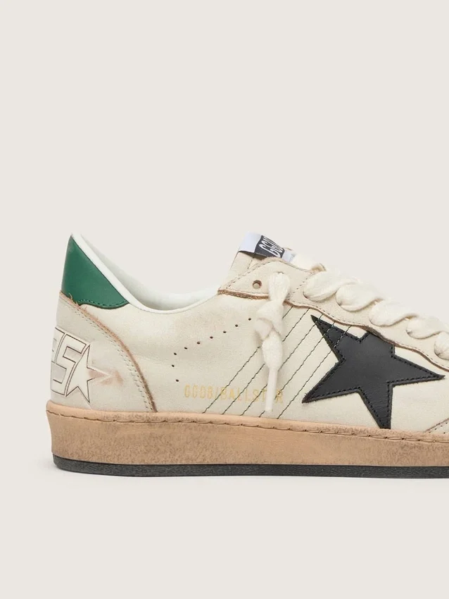 Ball Star pour homme avec étoile en cuir noir et languette de talon en cuir vert