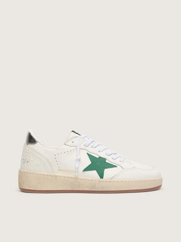 Ball Star pour homme avec étoile en cuir vert et languette de talon en cuir métallisé