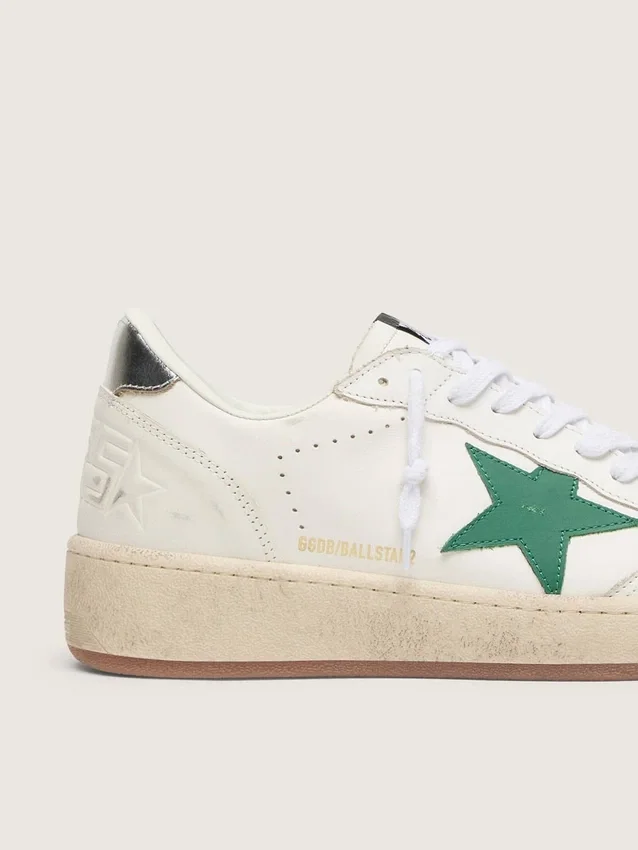 Ball Star pour homme avec étoile en cuir vert et languette de talon en cuir métallisé