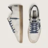 Ball Star pour homme en cuir blanc avec étoile en cuir bleu foncé et languette de talon en cuir laminé argenté