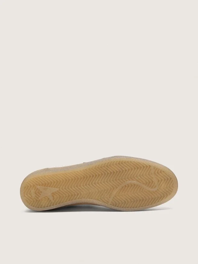 Ball Star pour homme en cuir blanc avec étoile en cuir bleu foncé et languette de talon en cuir laminé argenté