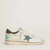 Ball Star pour homme en cuir blanc avec étoile en daim bleu clair et languette de talon en nubuck marron