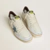 Ball Star pour homme en cuir blanc avec étoile en daim bleu clair et languette de talon en nubuck marron