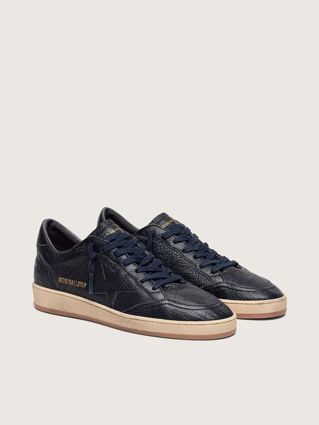 Ball Star pour homme en cuir bleu marine avec étoile en cuir ton sur ton