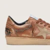 Ball Star pour homme en cuir marron avec étoile en daim beige et perles