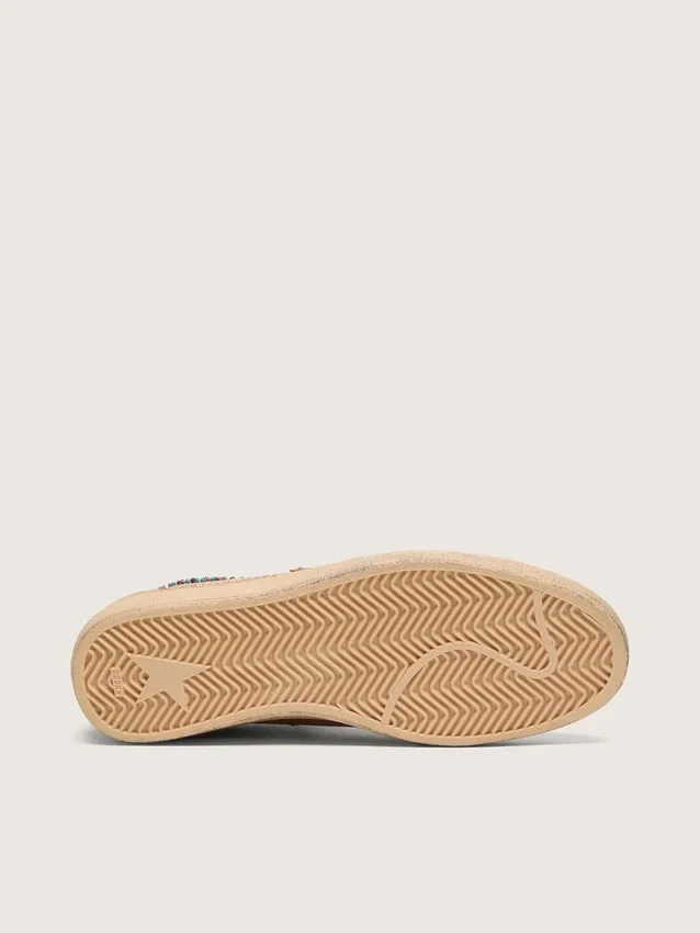 Ball Star pour homme en cuir marron avec étoile en daim beige et perles