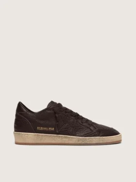 Ball Star pour homme en cuir marron foncé avec étoile en cuir ton sur ton