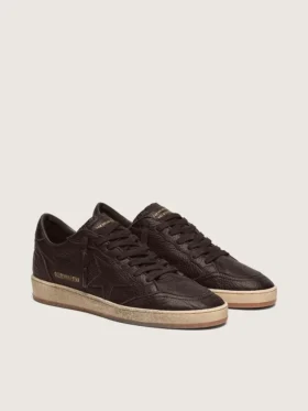 Ball Star pour homme en cuir marron foncé avec étoile en cuir ton sur ton