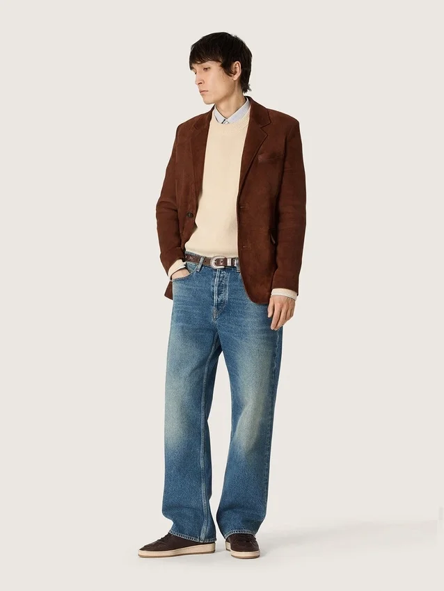 Ball Star pour homme en cuir marron foncé avec étoile en cuir ton sur ton