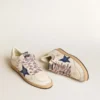 Ball Star pour homme en cuir nappa avec étoile en daim bleu et languette de talon en cuir platine