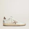 Ball Star pour homme en cuir nappa blanc avec étoile et languette au talon en cuir laminé couleur bronze