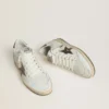 Ball Star pour homme en cuir nappa blanc avec étoile et languette au talon en cuir laminé couleur bronze