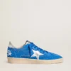 Ball Star pour homme en daim bleu clair avec clous et étoile en cuir métallisé argenté