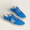 Ball Star pour homme en daim bleu clair avec clous et étoile en cuir métallisé argenté