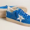 Ball Star pour homme en daim bleu clair avec clous et étoile en cuir métallisé argenté