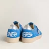 Ball Star pour homme en daim bleu clair avec clous et étoile en cuir métallisé argenté
