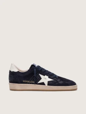 Ball Star pour homme en daim bleu foncé avec étoile en cuir blanc