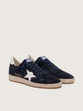 Ball Star pour homme en daim bleu foncé avec étoile en cuir blanc