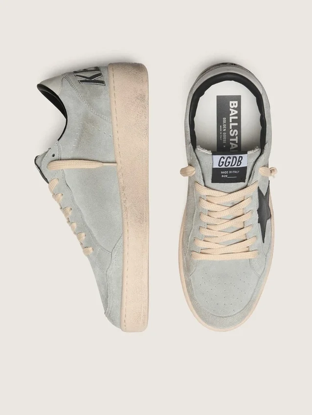 Ball Star pour homme en daim gris avec étoile en cuir noir