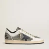 Ball Star pour homme en daim gris avec étoile en cuir noir et empiècements en cuir nappa blanc