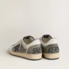 Ball Star pour homme en daim gris avec étoile en cuir noir et empiècements en cuir nappa blanc