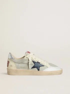 Ball Star pour homme en daim gris avec étoile en nubuck bleu et languette de talon en cuir laminé