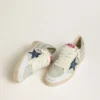 Ball Star pour homme en daim gris avec étoile en nubuck bleu et languette de talon en cuir laminé
