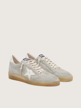 Ball Star pour homme en daim gris clair avec étoile en cuir blanc