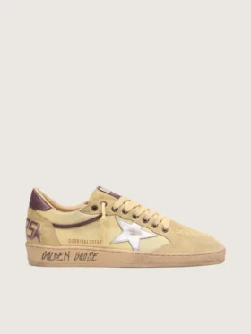 Ball Star pour homme en daim jaune avec étoile argentée et empiècements en mesh jaune