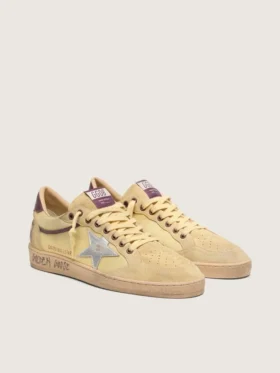 Ball Star pour homme en daim jaune avec étoile argentée et empiècements en mesh jaune