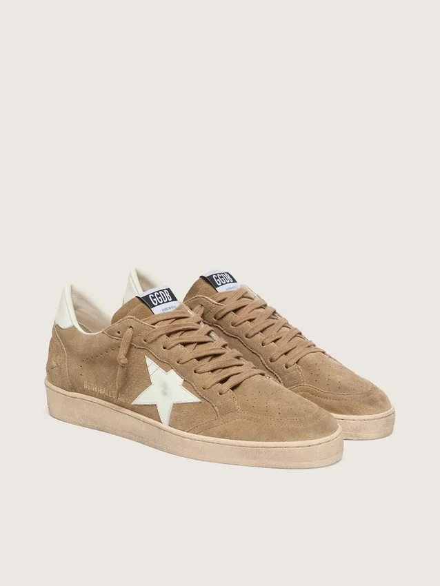 Ball Star pour homme en daim marron avec étoile en cuir blanc