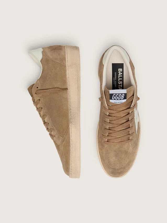 Ball Star pour homme en daim marron avec étoile en cuir blanc